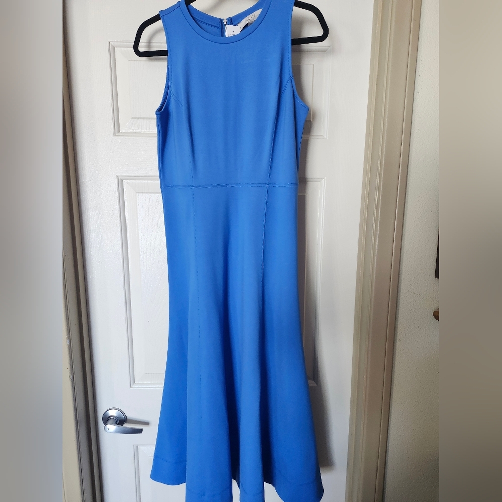 Loft ocean blue midi dress, size 4, NWT